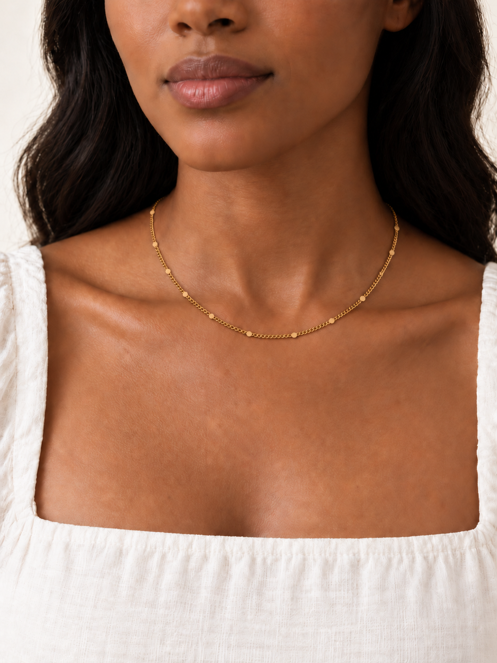 Gold Sequin Station Necklace