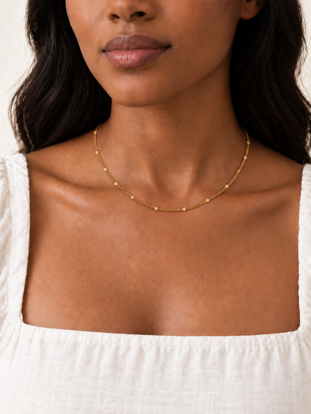 Gold Sequin Station Necklace