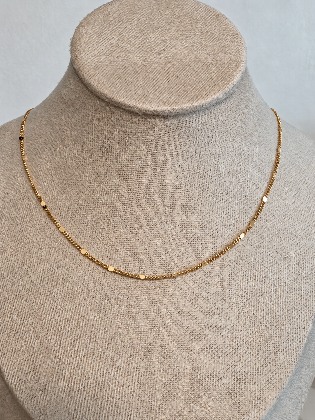 Gold Sequin Station Necklace