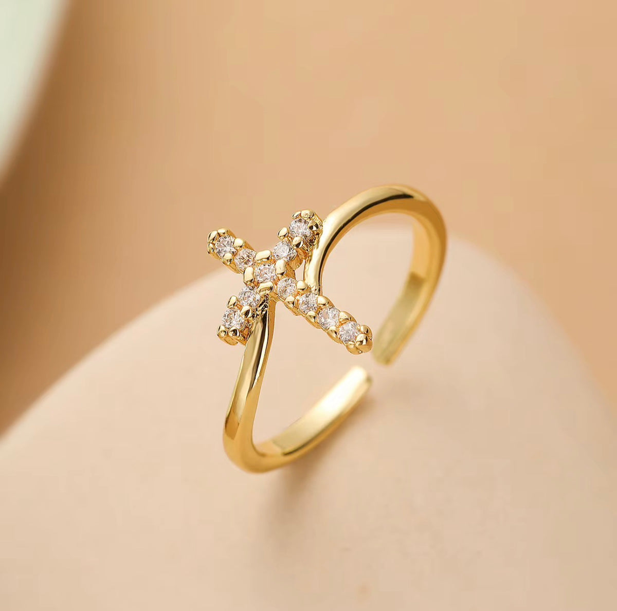 Dainty Cross Zirconia Ring