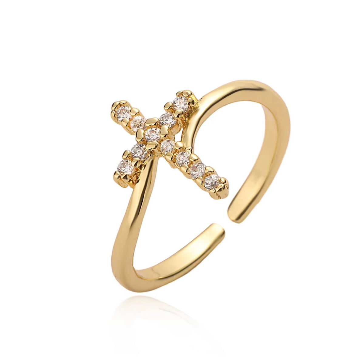 Dainty Cross Zirconia Ring